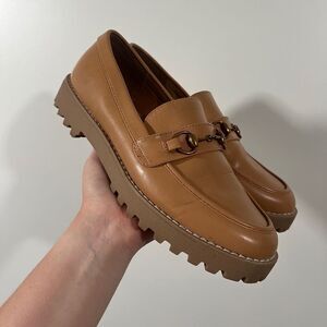 Target Chunky Loafers in Camel Brown Faux Leather Size Womens 7.5
